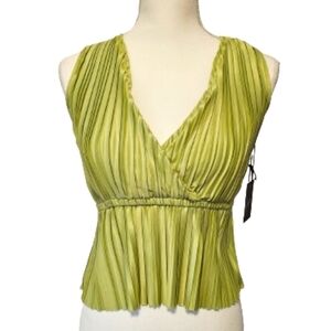 Jopna Lime Sleeveless Pleated Top Women's Size XS NWT